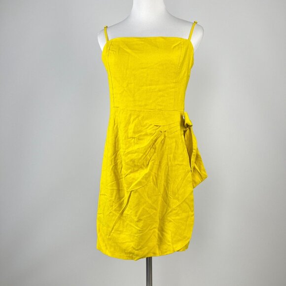 NWOT Farm Rio Yellow Linen Blend Bow-Knot Sleeveless Mini Dress Size M - Picture 2 of 12